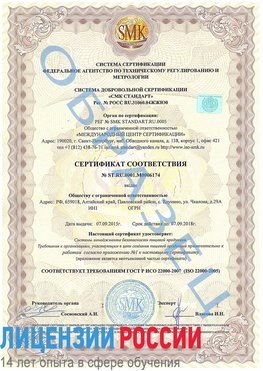 Образец сертификата соответствия Богданович Сертификат ISO 22000